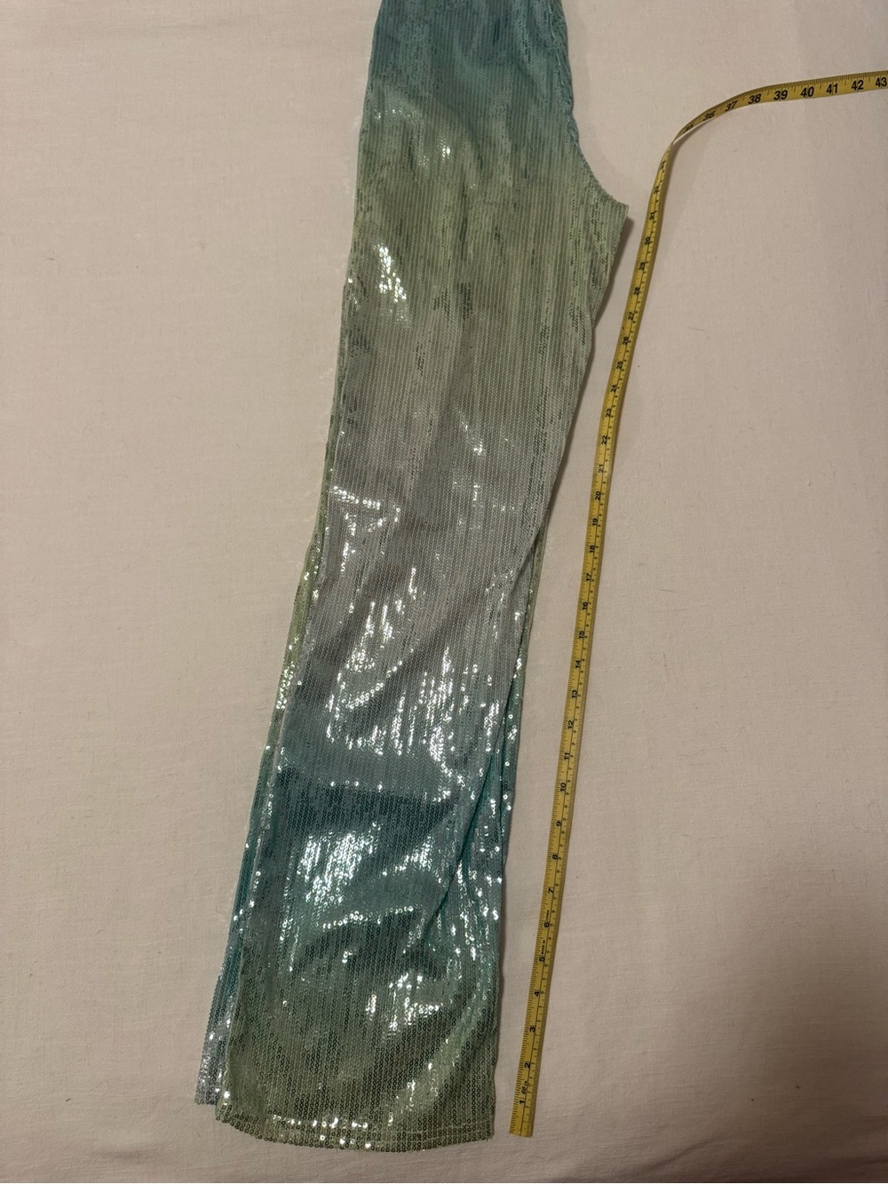 Nasty Gal Ombré Mint Green Sequin Spaghetti-Strap Halter Neck Jumpsuit - Picture 8 of 8